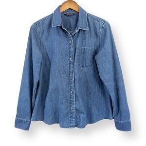 Banana Republic Denim Shirt Womens M Classic Medium Wash Button Front Pocket